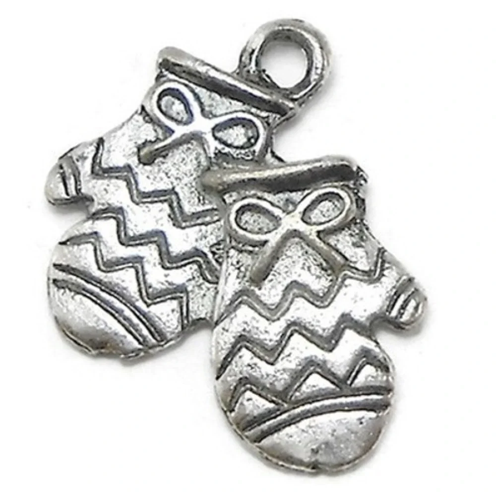10pcs‎ Mitten Charms, christmas winter, jewelry making supplies